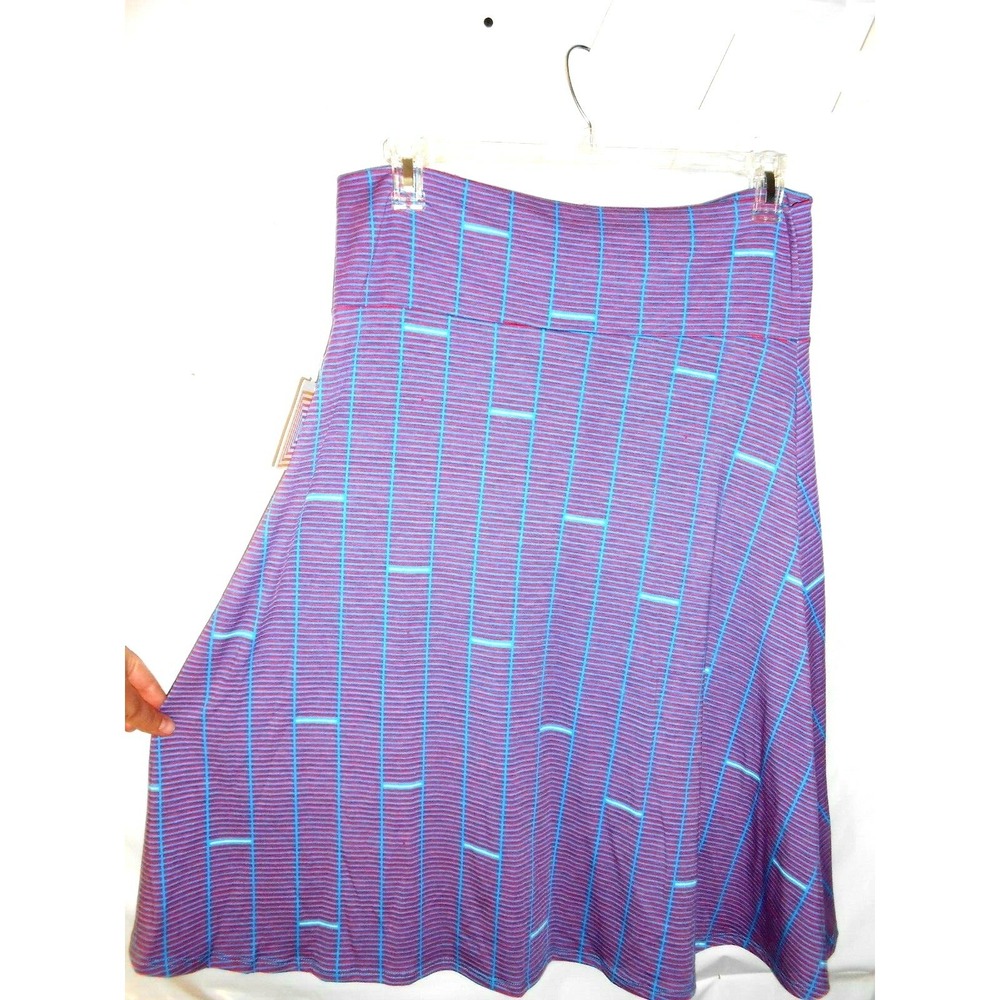 NEW Lularoe Azure Skirt Blue Red Striped Soft Comfy Fold Over 2XL Knee length!